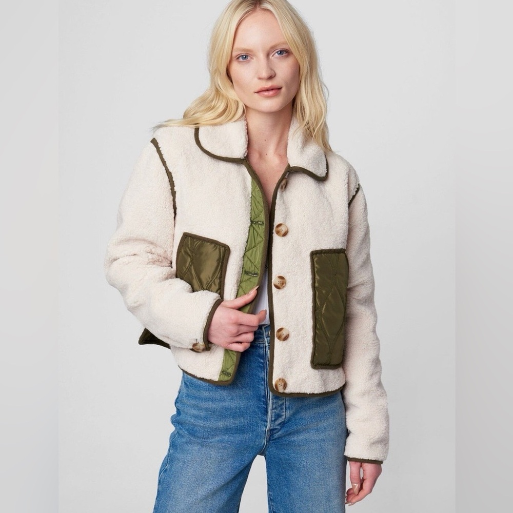 NWT BLANKNYC x Anthropologie Sherpa & Nylon Jacket in Cloud Forest
